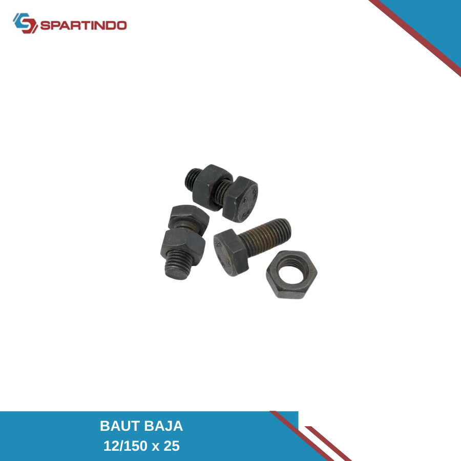 Jual Baut Mur Baja Ukuran X Mm Drat Kasar Universal Baja Hitam Nut Bolt Baud