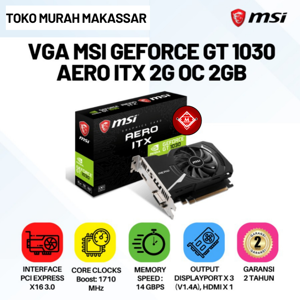 Jual VGA MSI Geforce GT 1030 AERO ITX 2G OC 2GB - GT1030 2 GB DDR4/VGA ...