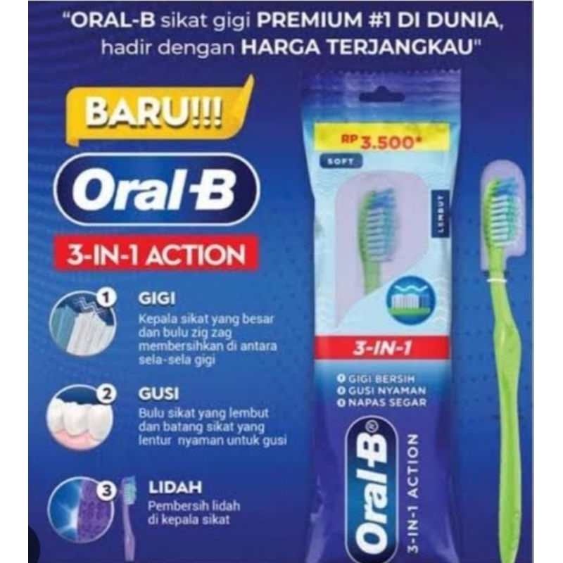 Jual Oral-B Sikat Gigi 3in1 Action 1 Pcs | Shopee Indonesia