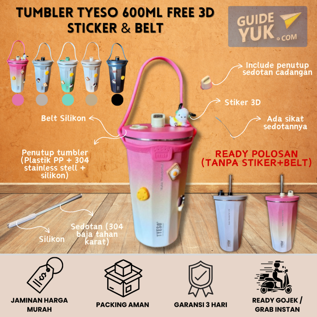 Jual Tumbler Tyeso Ml Free D Random Sticker Belt Tumblr