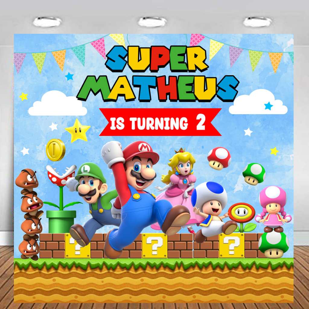 Jual Mario Bros Motif 3 - Backdrop Birthday / Banner Flexi / Background ...