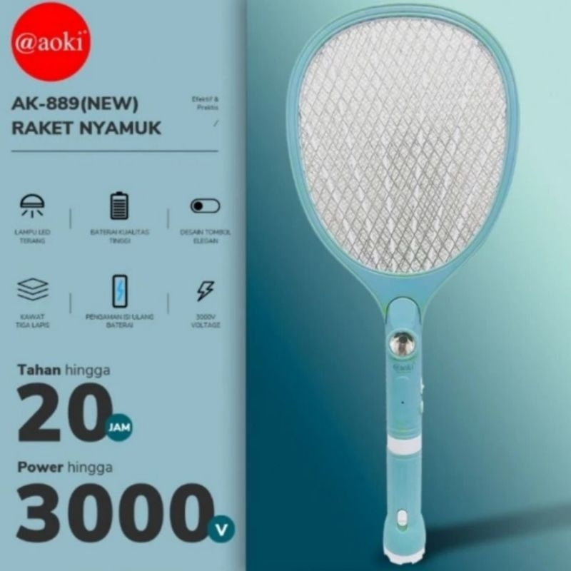 Jual Raket Nyamuk Aoki Charge + Senter Copot AK 889 | Shopee Indonesia