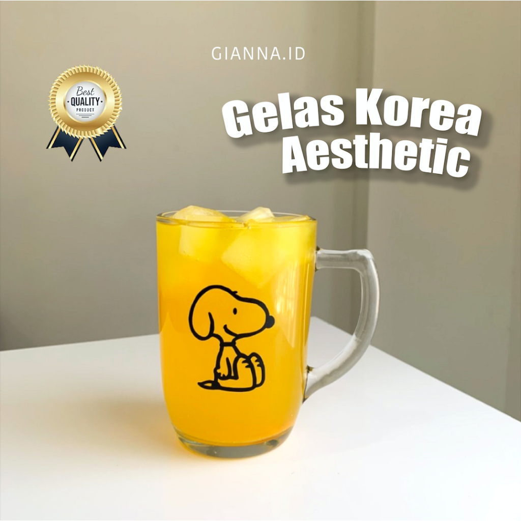 Jual Gelas Korea Aesthetic Gelas Kaca Gelas Motif Gelas Karakter Gelas Transparan 3641
