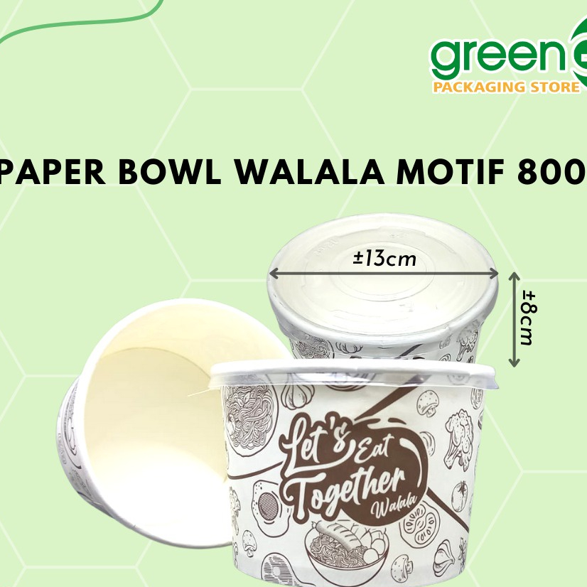 Jual PAPER BOWL MOTIF 800ML 50 SET TUTUP WALALAA MANGKOK RICE BOWL ...