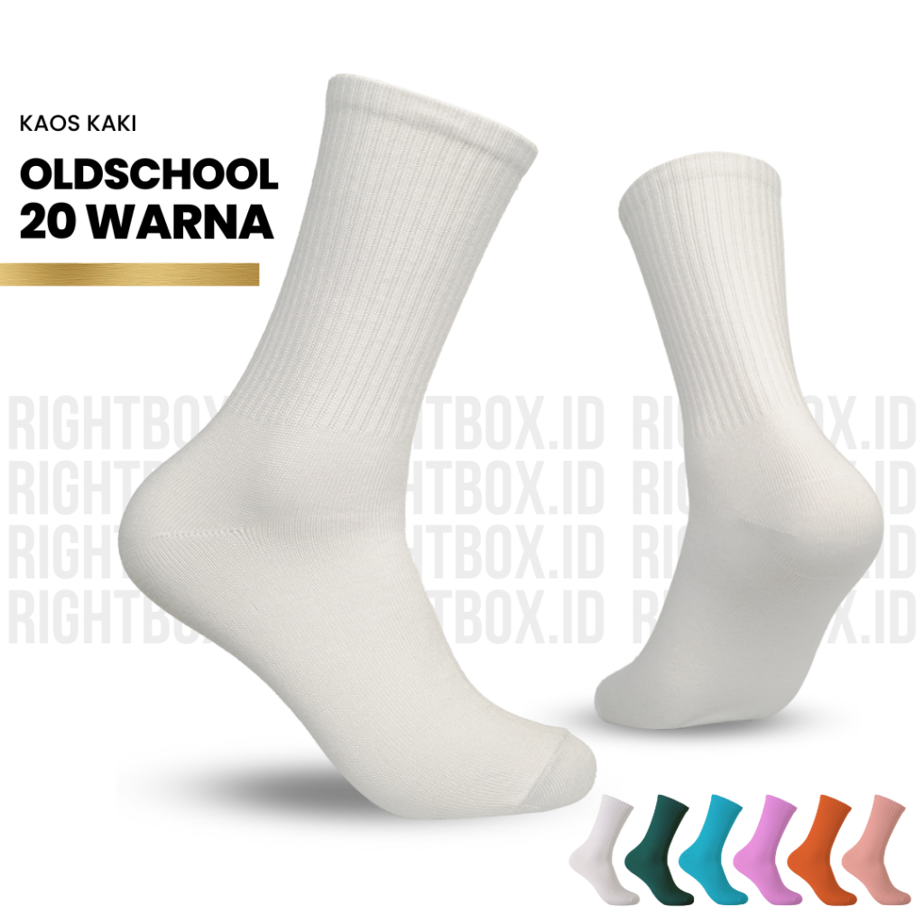 Product image Rightbox ID, Kaos Kaki Olahraga, Oldschool Skate Polos, Panjang, Bahan Katun, All Size Dewasa