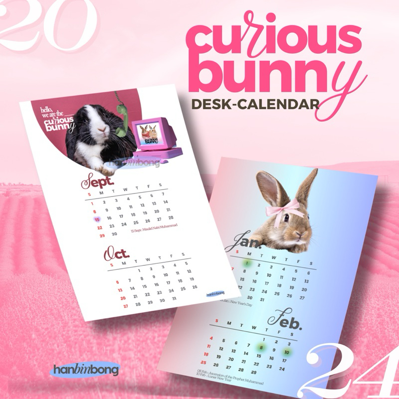 Jual Curious Bunny 2024 Calendar | KALENDER TAHUN 2024 MEJA AESTHETIC ...