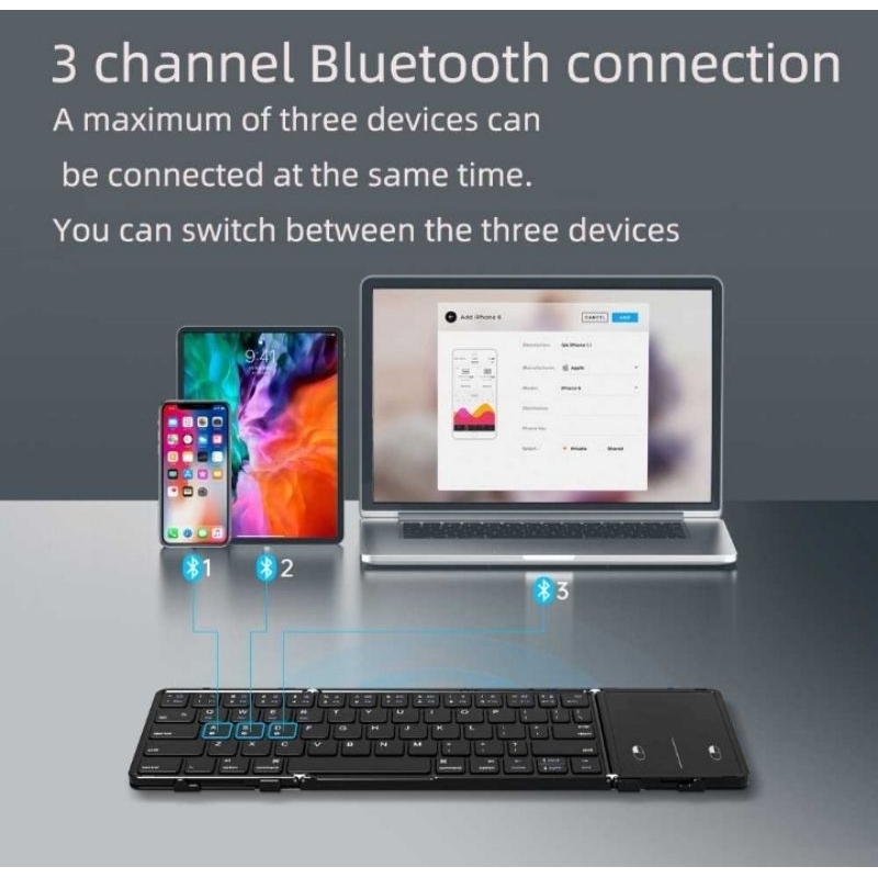 Jual Keyboard Wireless Bluetooth Foldable Rechargeable with Touchpad ...