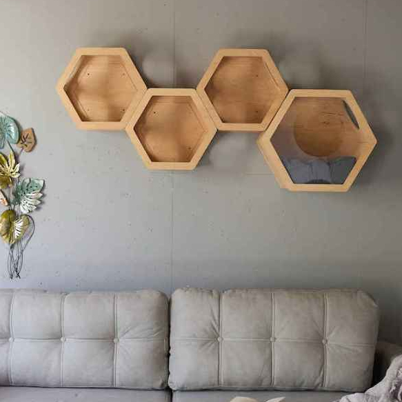 Jual Rumah kucing HEXAGON wall Furniture kucing dinding | Shopee Indonesia