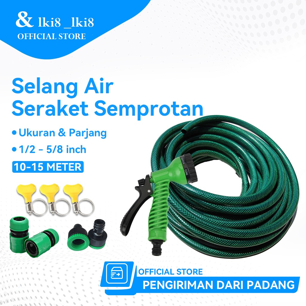 Jual Satu Paket Kepala Semprotan Selang Air Hijau Anti Lumut Inch Meter Alat Siram