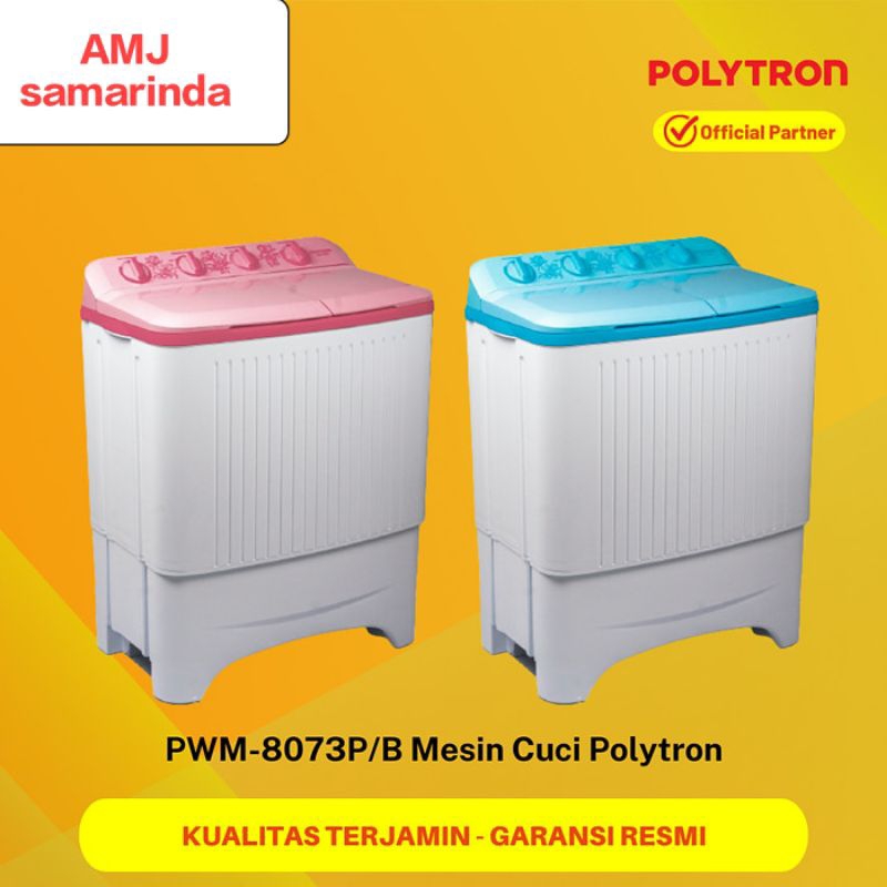 Jual Mesin Cuci 2 Tabung POLYTRON KG PWM 8073 B/P (kapasitas 8 Kg ...