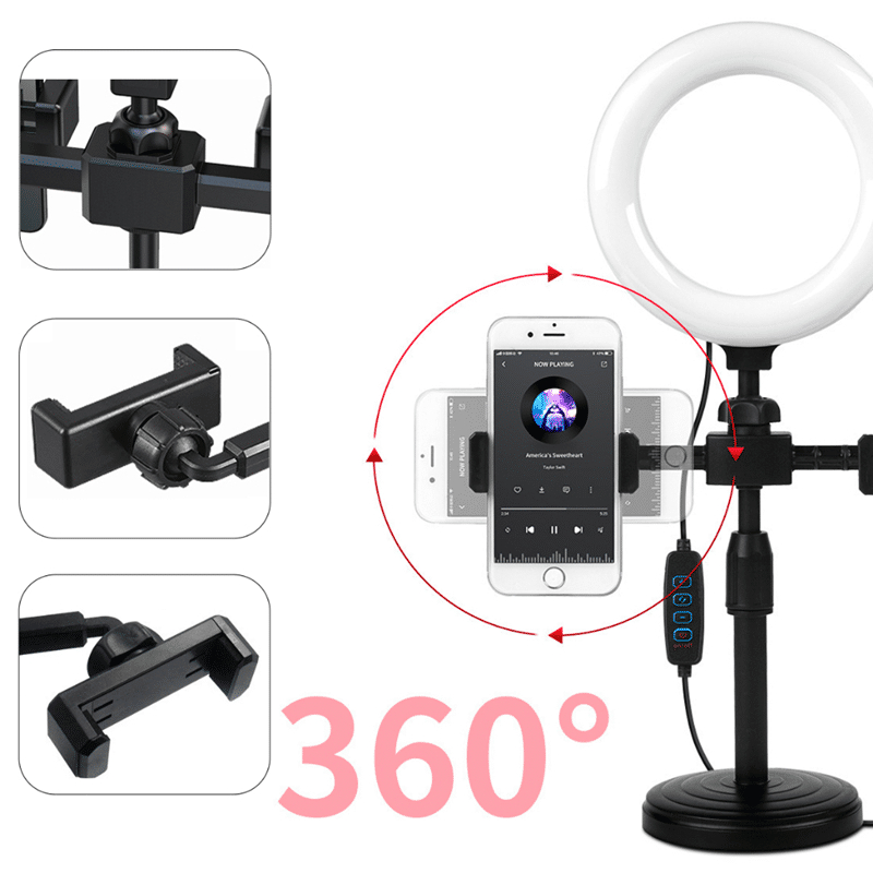Jual ANG lightning ring light 16cm + tripod hp + 2 holder mini stand ...