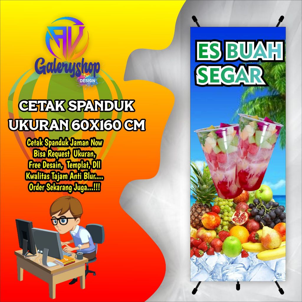 Jual Mmt, Spanduk, Banner, Es Buah Segarrr, Dll Ukuran 60x160 Cm Custom ...