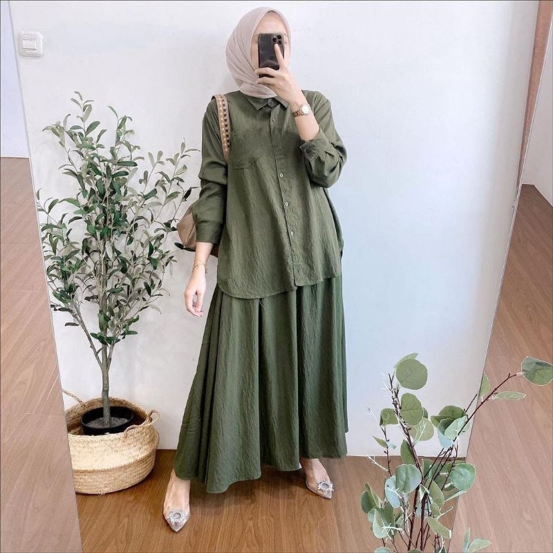 Jual Dalisha One Set Kemeja Polos Kekinian Set Rok Polo Linen Premium ...