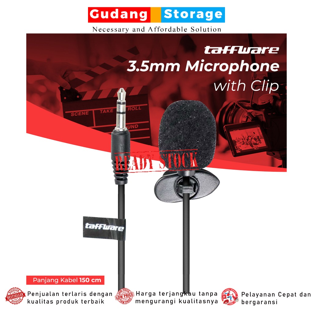Jual [PROMO] MIC HP Taffware 3.5mm Microphone with Clip for Smartphone ...