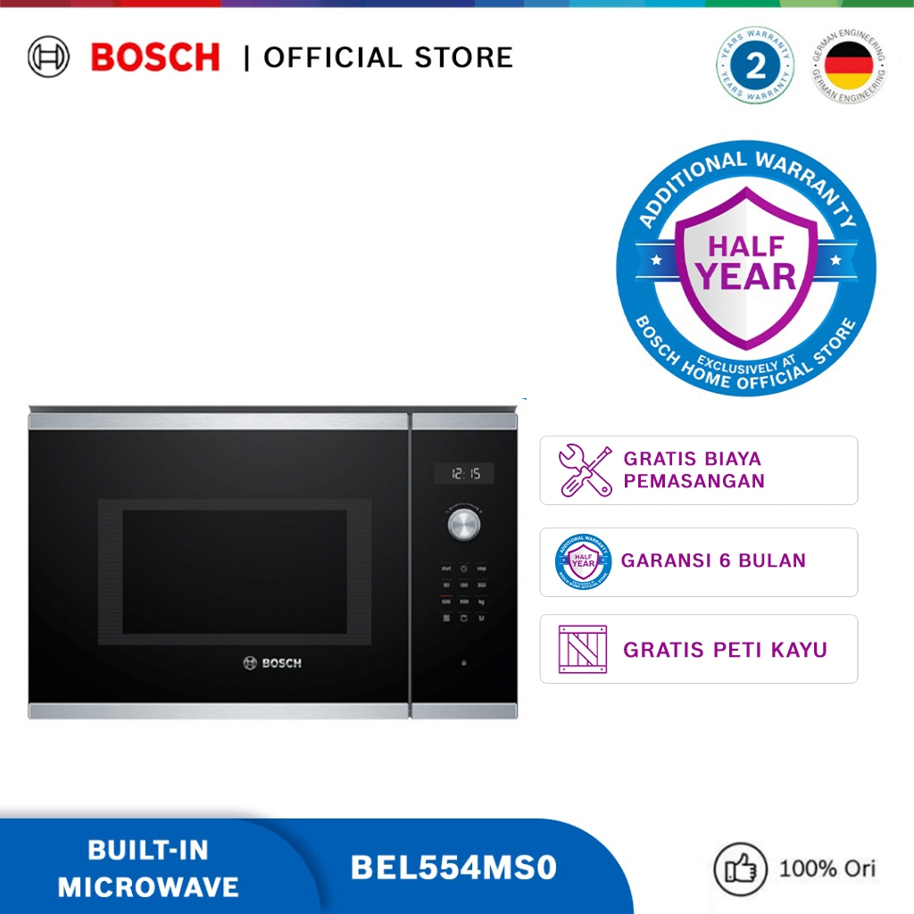 Jual Bosch BEL554MS0 BuiltIn Microwave Stainless steel Serie 6