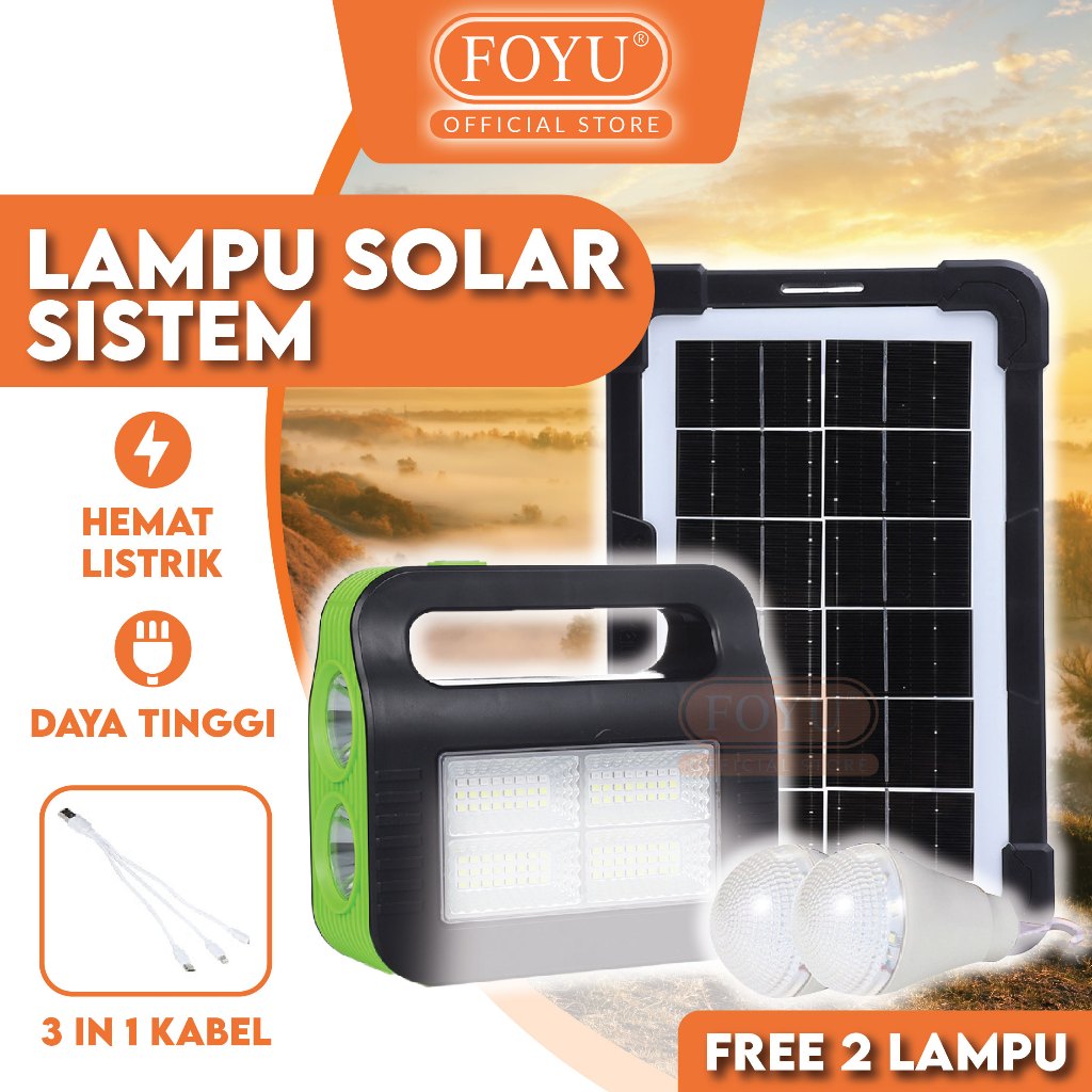 Jual Lampu Solar Panel Cell Sistem Powerbank 10000mAh Set Tenaga Surya ...