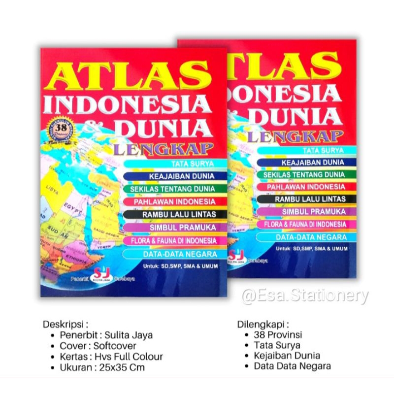 Jual Buku Atlas Indonesia Dan Dunia Lengkap 38 Provinsi Ukuran Besar ...