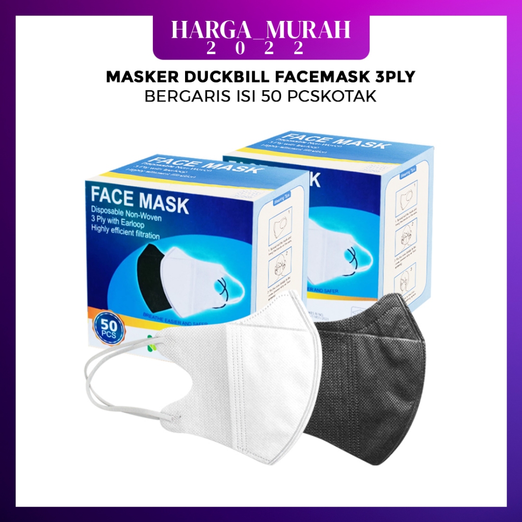 Jual MASKER DUCKBILL FACEMASK 3PLY BERGARIS ISI 50 PCS/KOTAK | Shopee ...