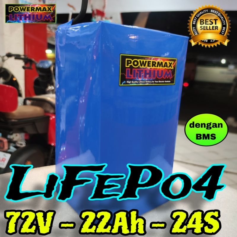 Jual Baterai LiFePO4 72V 22Ah POWERMAX lkp BMS pengganti Aki Molis
