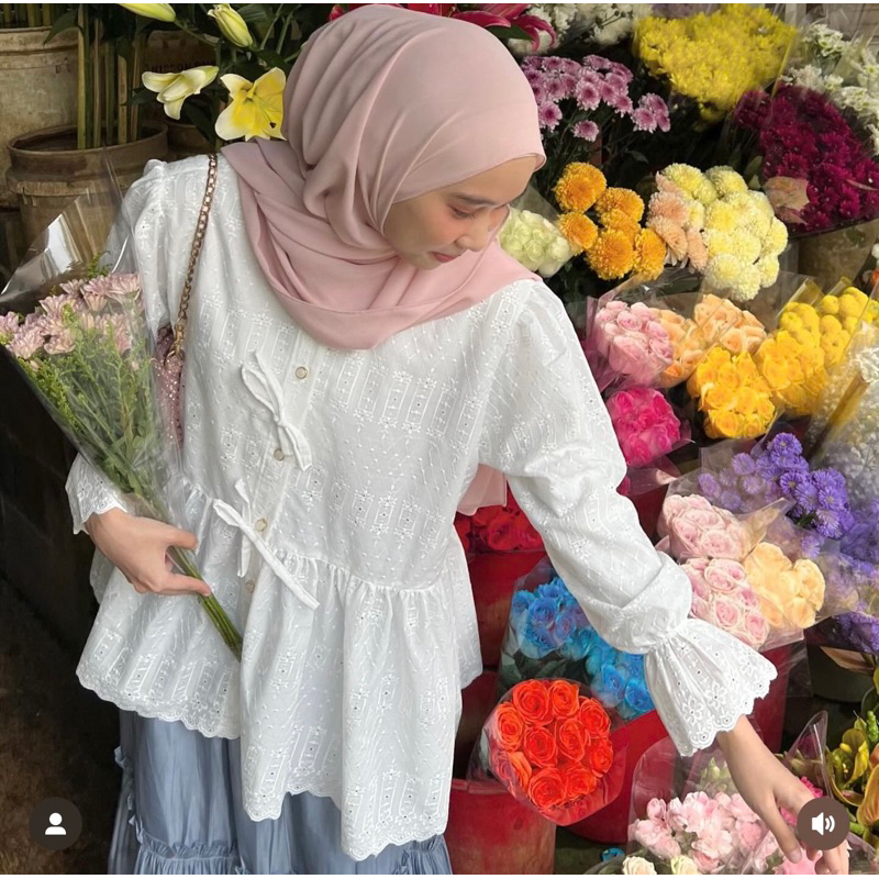 Jual deav hijab | Audrey Top | atasan korean look katun bordir | Shopee ...