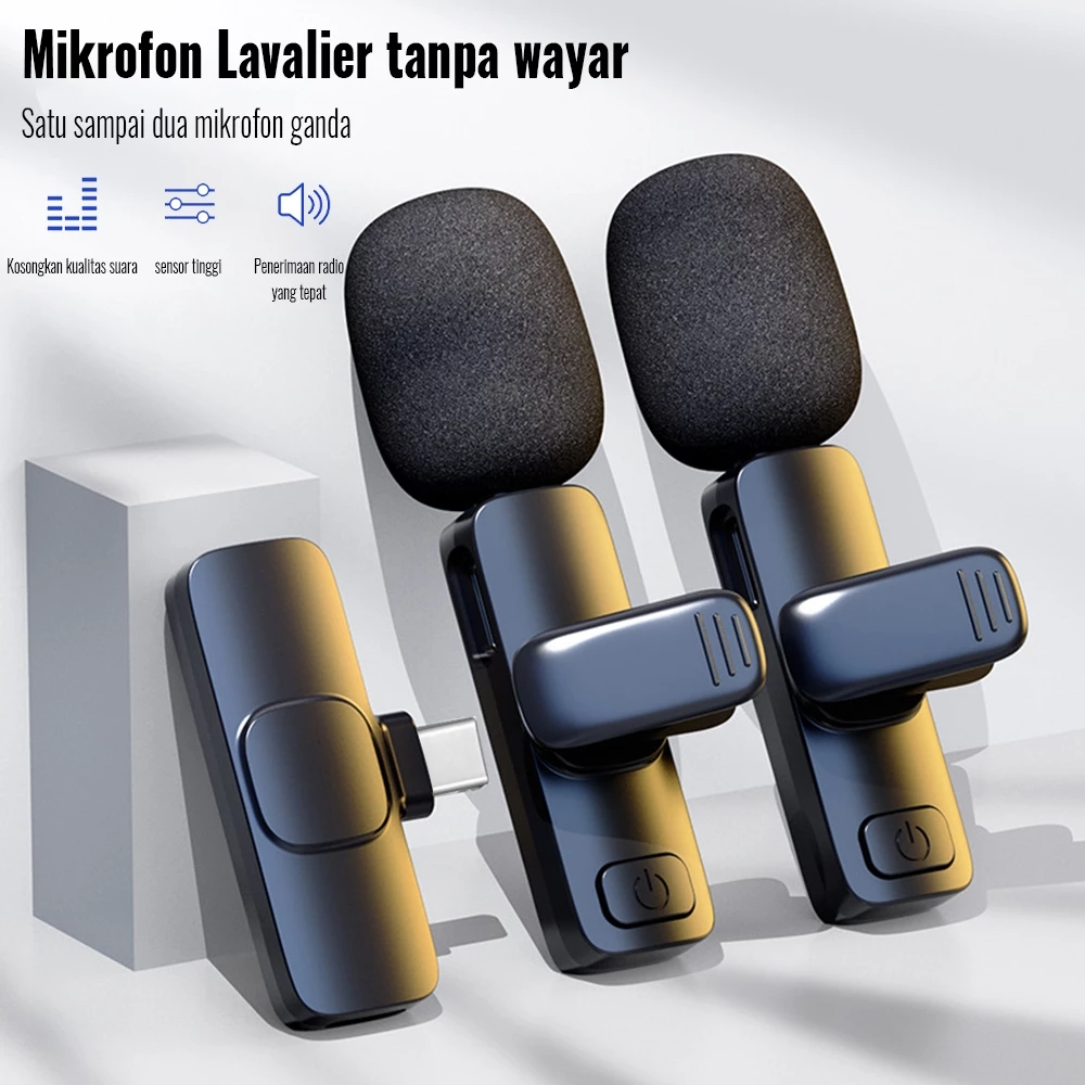 Mic clip on wireless 2.4ghz lavalier plug and play live streaming podcast