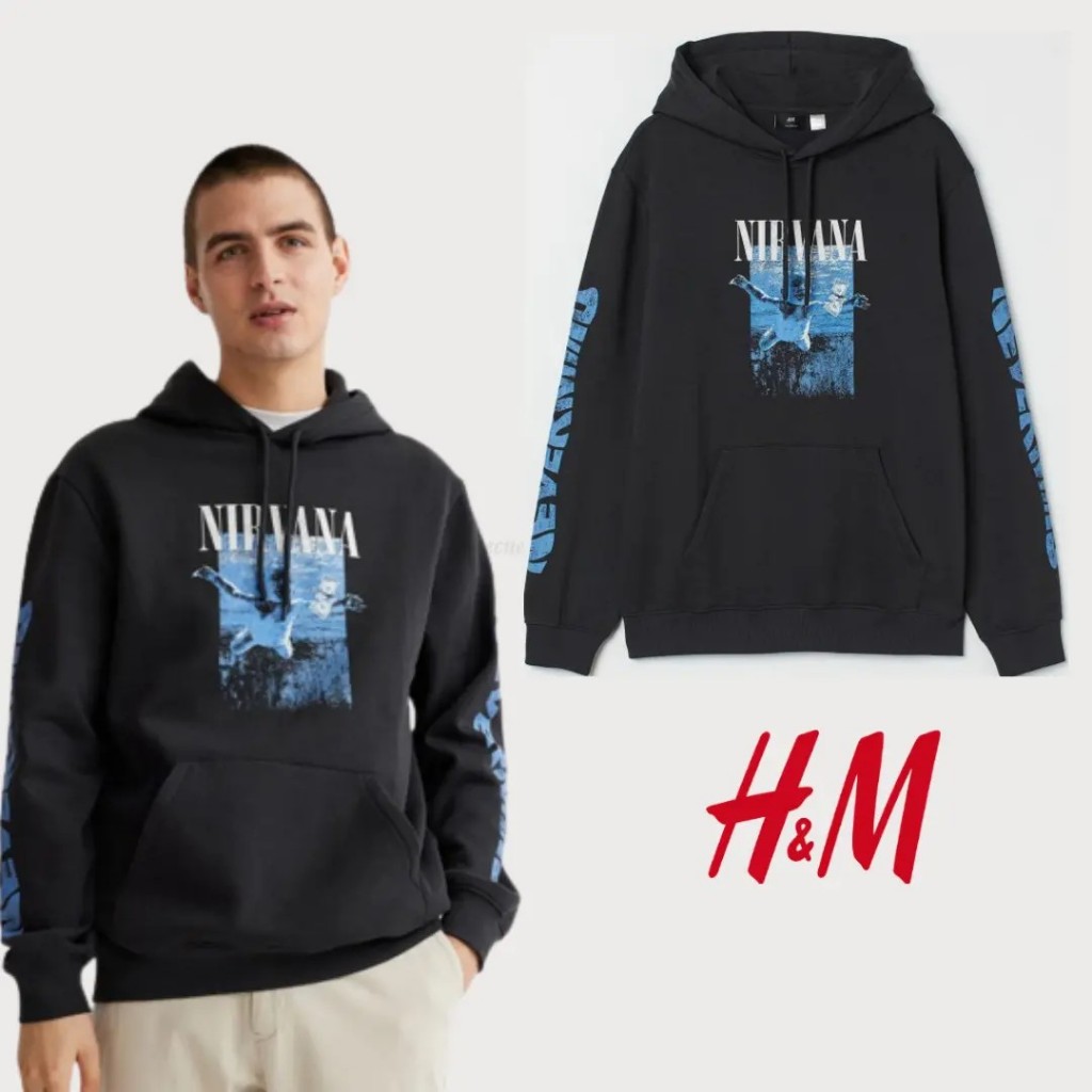 Jaket Hoodie Nirvana HM Autentic Full Tag Lebel Hitam Premium Terlaris