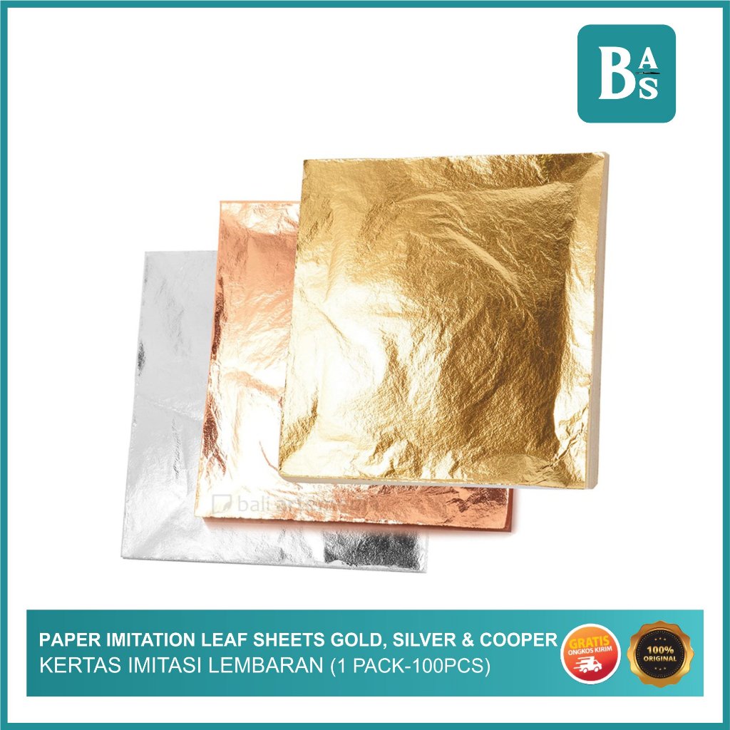 Jual Paper Imitation Gold, Silver and Cooper Leaf Sheets (1pack-100pcs ...