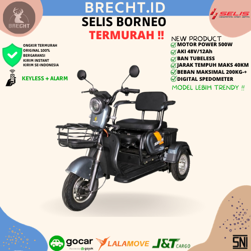 Jual Sepeda Listrik Roda Tiga Selis Borneo 500 Watt | Shopee Indonesia