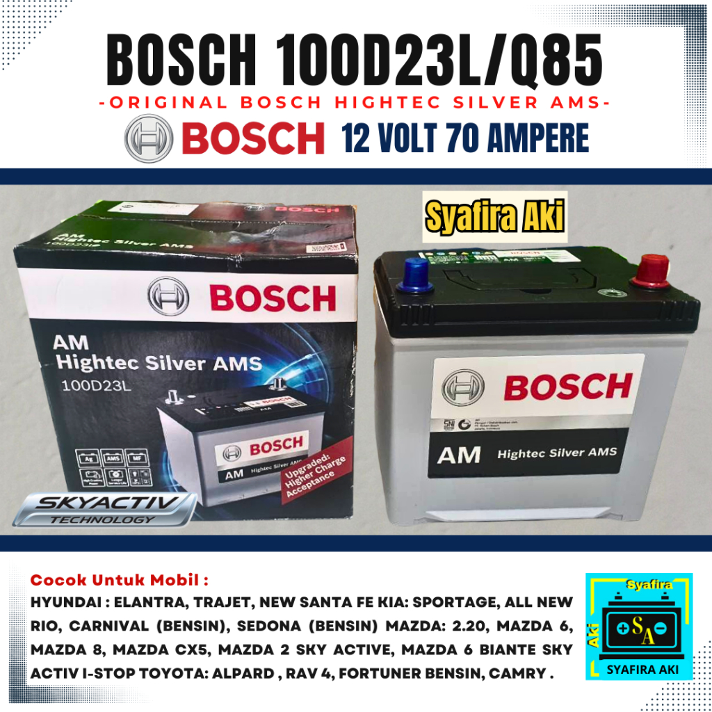 Jual AKI MOBIL MAZDA 2 SKYACTIVE 100D23L / Q85 BOSCH SILVER AMS