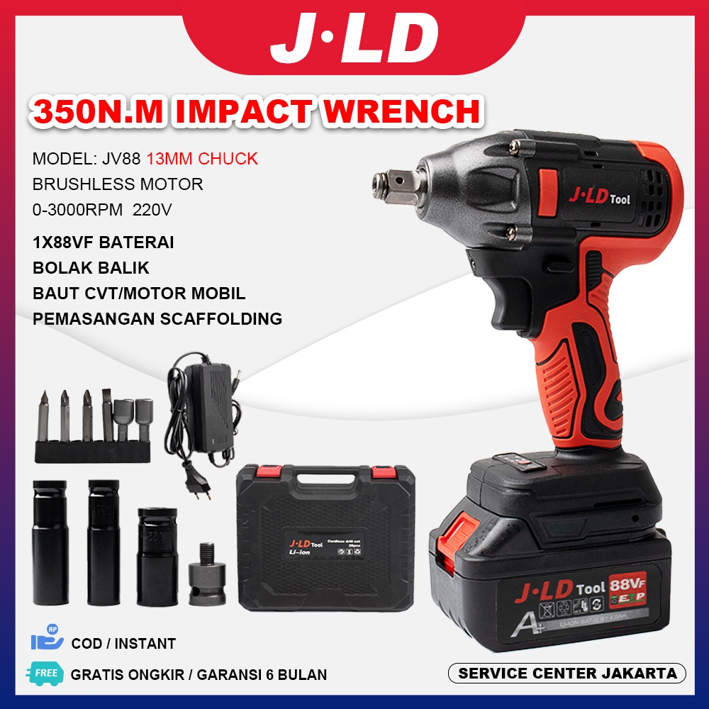 Jual 【new】88vf Impact Wrench Tool Cordless Torsi Besar Mesin Bor Baterai Cordless Electric 8392