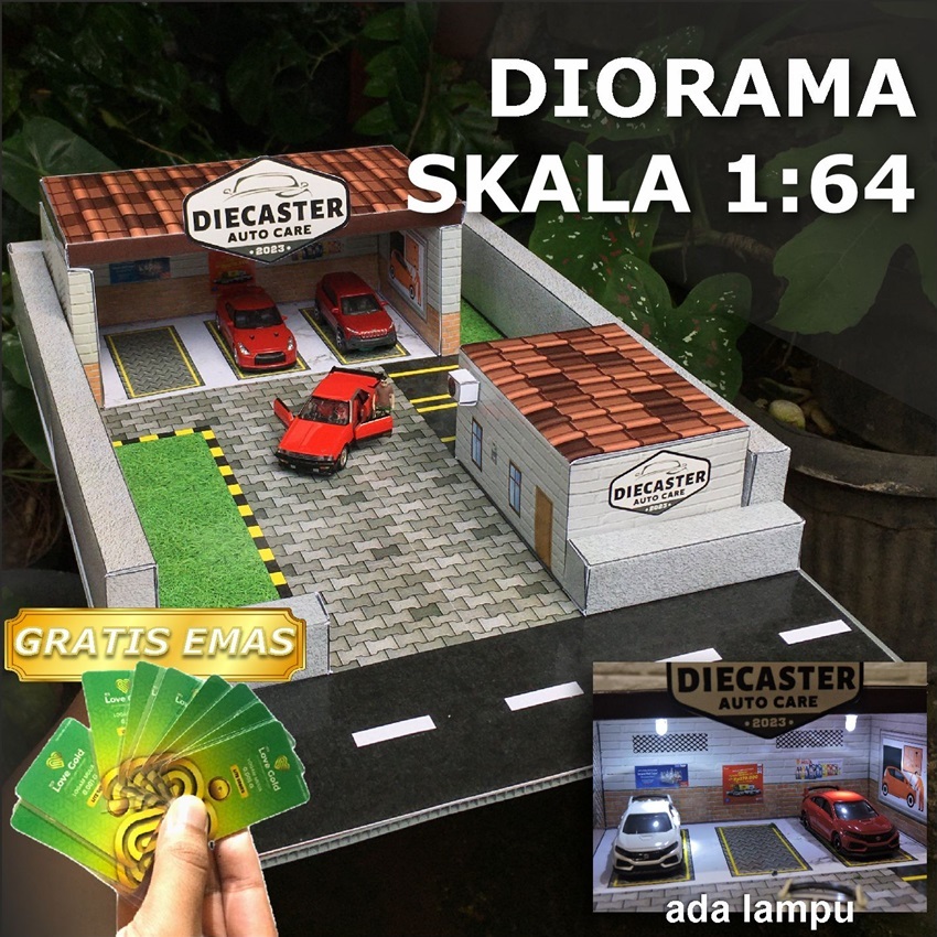 Jual (ADA LAMPU) Diorama Diecast Hotwheels Tomica Bengkel Garasi Skala ...