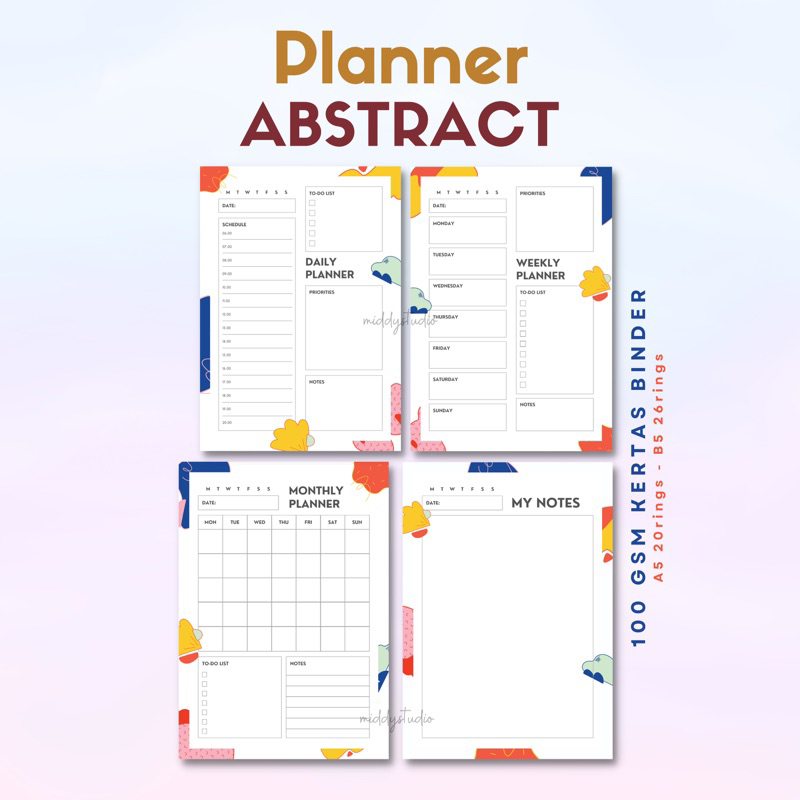 Jual Isi Binder Planner Abstract Edition 20r,26r - A5/B5 Ready Stock ...