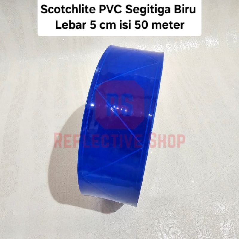 Jual Scotchlite PVC Biru Motif Segitiga 5 cm isi 50 Meter / Scotlight ...
