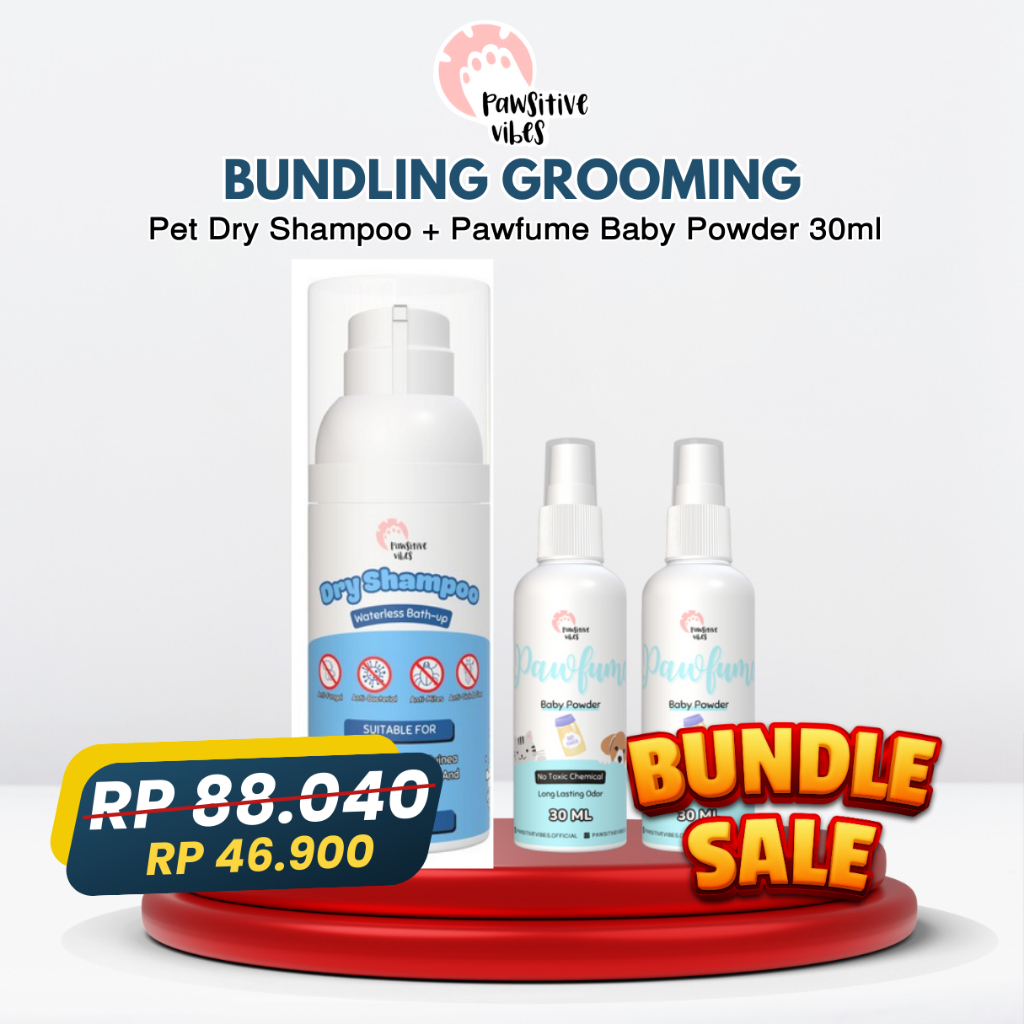 Jual Pawsitive Vibes Bundling Grooming Pet Dry Shampoo Busa Tanpa Air ...