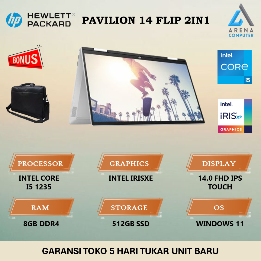 Jual HP Pavilion 14 2in1 Touch Intel I5 1235 8GB 512GB FHD IPS W11 ...