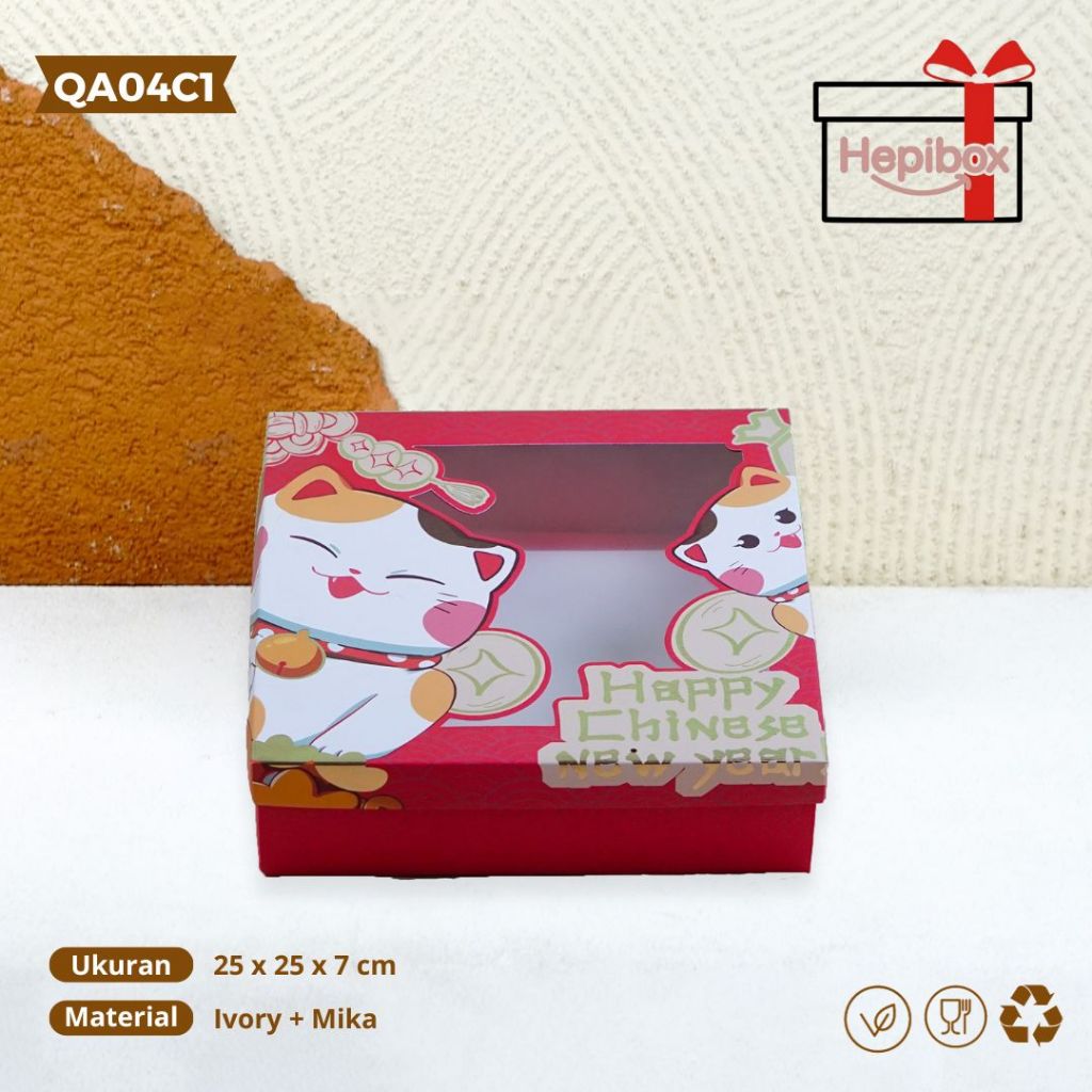 Jual Box Lucky Cat Box Mika Cny Box Kue Imlek Kotak Imlek Snack Imlek Box Mika Kue Box Kemasan