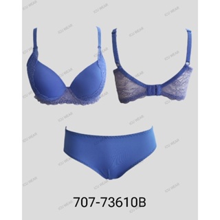 Jual BRA SET FELANCY BLUE / Bra Size 34 B75 / Panty Size M