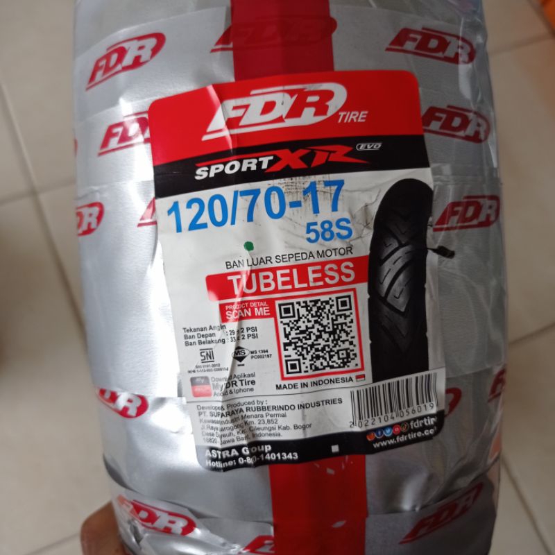 Jual Ban Luar Tubeless FDR Sport XR Evo 120/70-17 Motor Sport R15 CBR ...