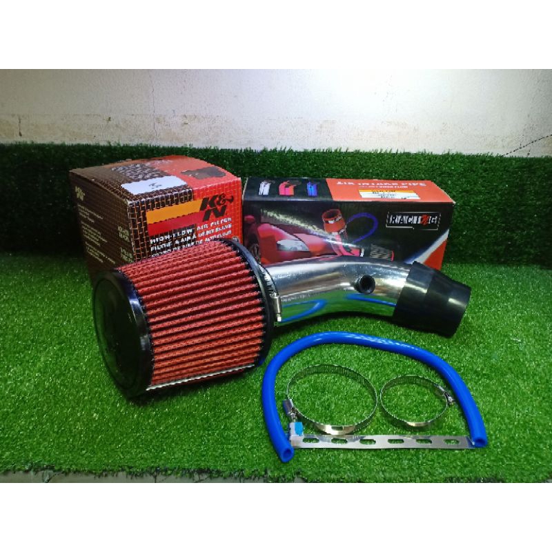 Jual Paket Open Filter Mobil Racing K&N KNN + Pipa Intake Silver ...