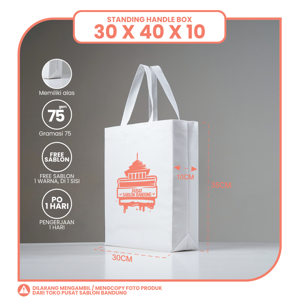 Jual TAS SPUNBOND LIPAT BOX 30X40 (SABLON COSTOM) UNTUK TAS SOUVENIR ...