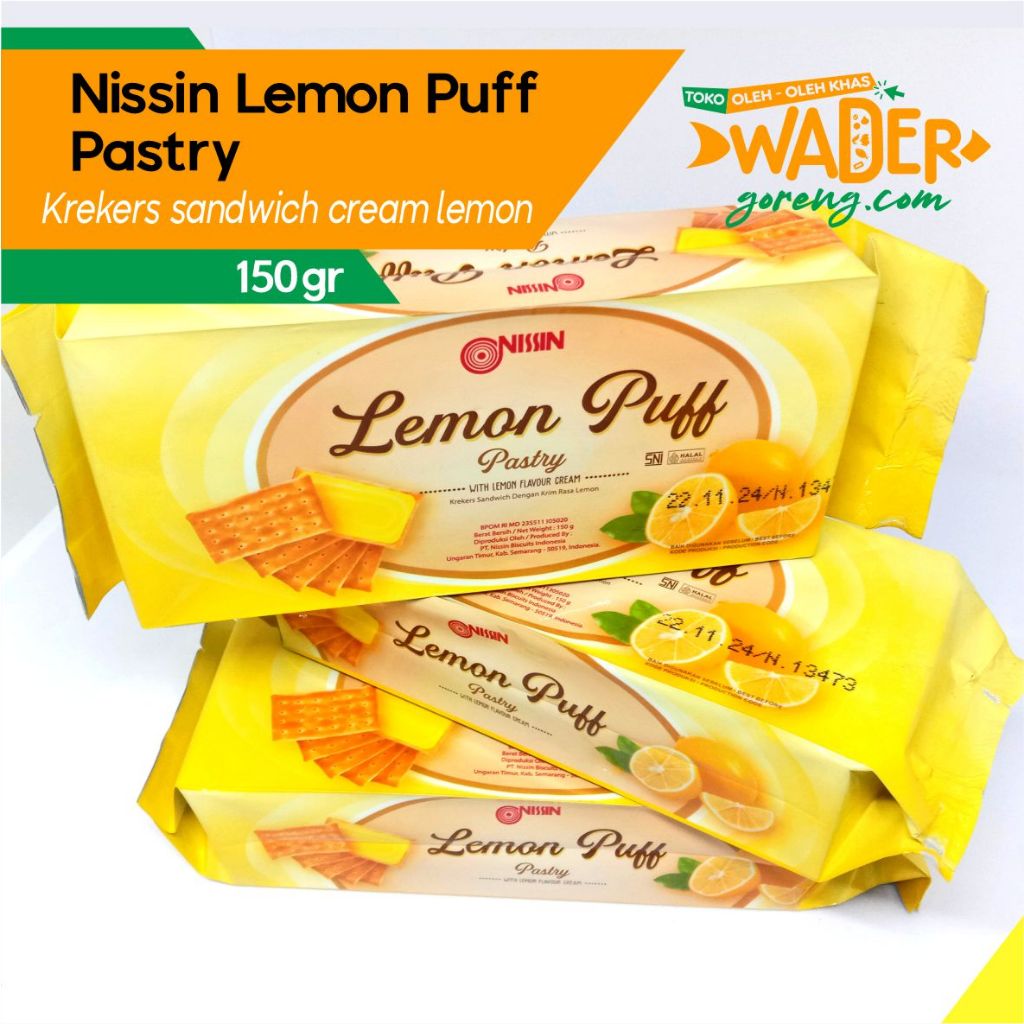 Jual Nissin lemon puff pastry krekers sandwich dengan krim rasa lemon ...