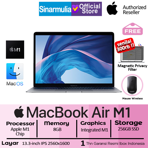 Jual Apple MacBook Air 13 M1 Chip 256GB SSD 8GB 13" Mac | Shopee Indonesia