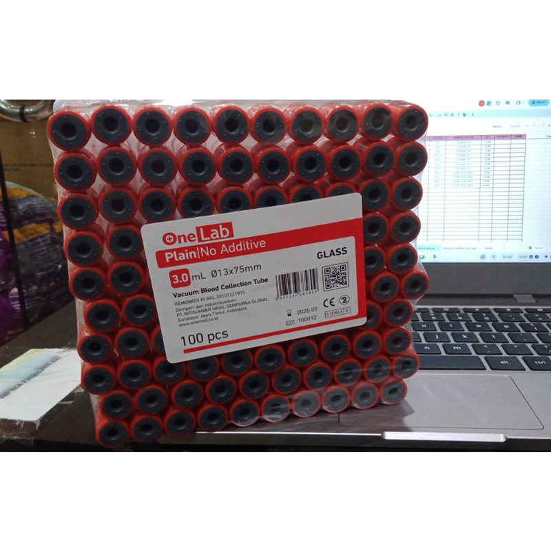Jual Tabung Darah ONELAB MERAH Plain 3ml Blood Collection Tube Tabung ...