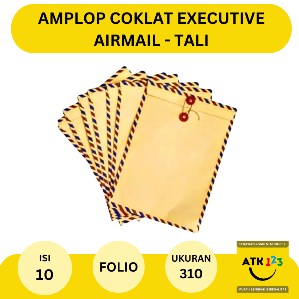 Jual Amplop Coklat / Map Coklat Airmail Dengan Tali No. 310 (10 Lembar