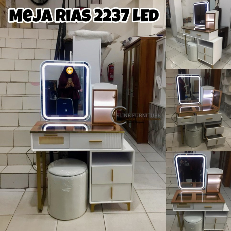 Jual Meja Rias 2237 LED Daun Meja Kaca | Shopee Indonesia