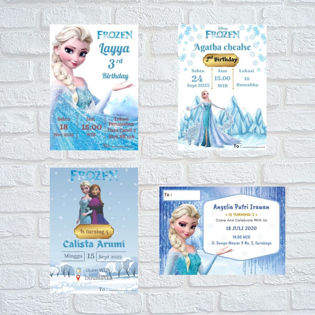 Jual Undangan Ulang Tahun Frozen Elsa Ver. | Shopee Indonesia