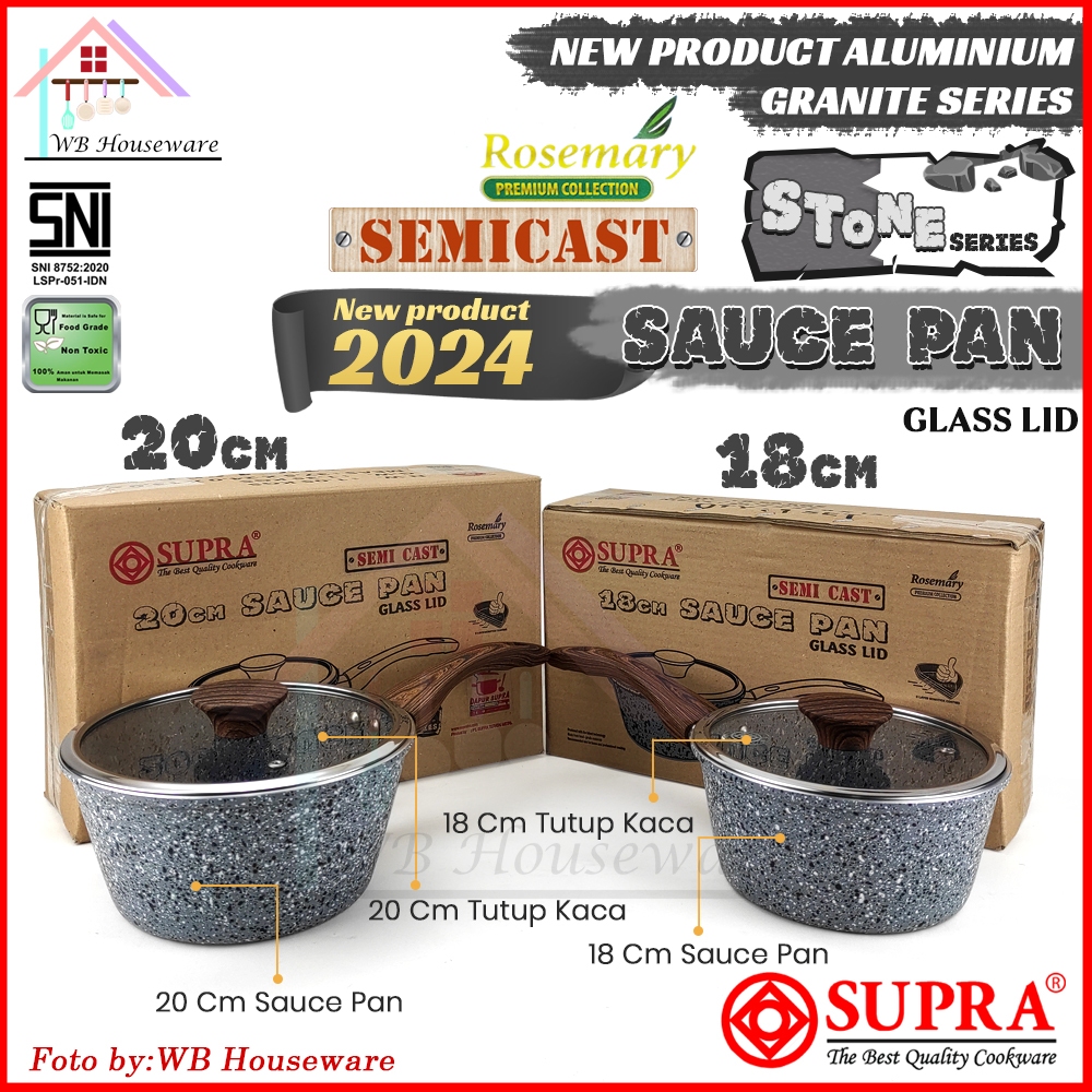 Jual SUPRA sauce pan semi cast 18 / 20cm granite stone series + tutup ...