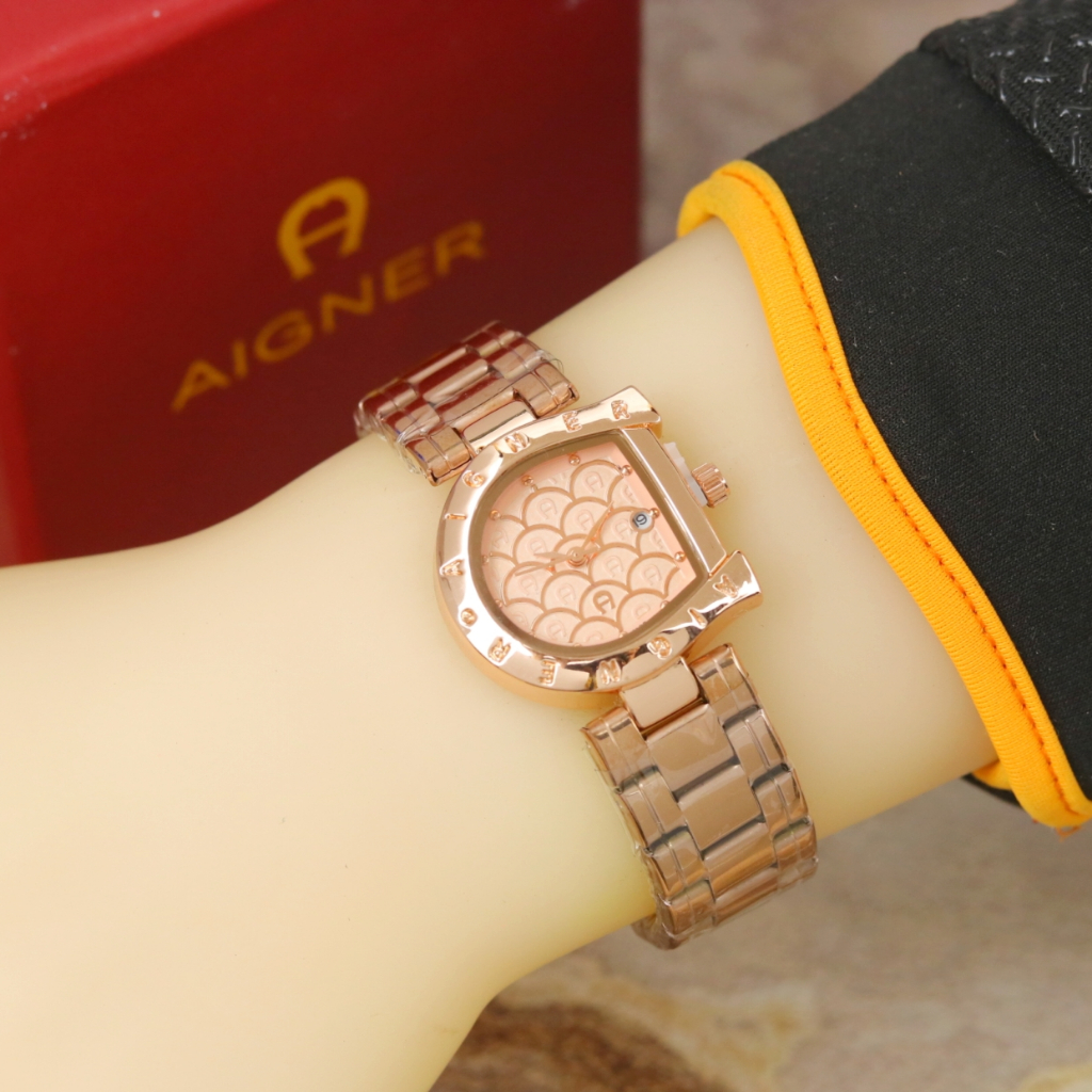 Jam Tangan Fashion Wanita Aigner Tali Rantai 9026PW Free Box Exclusive