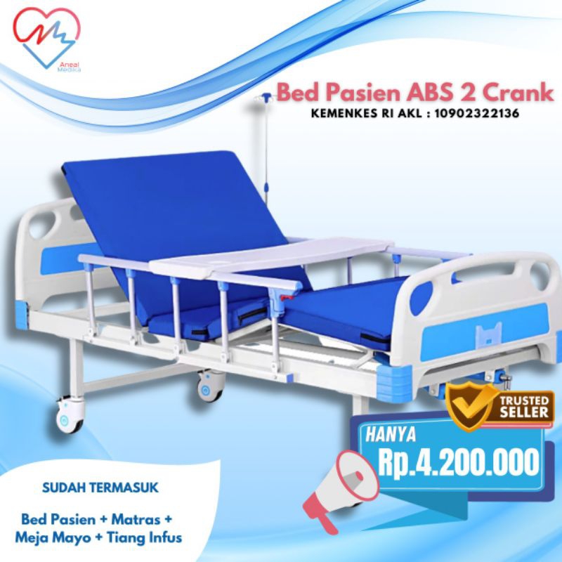 Jual Bed Pasien 2 Crank Abs Bed 2 Crank Manual Ranjang Pasien Rumah