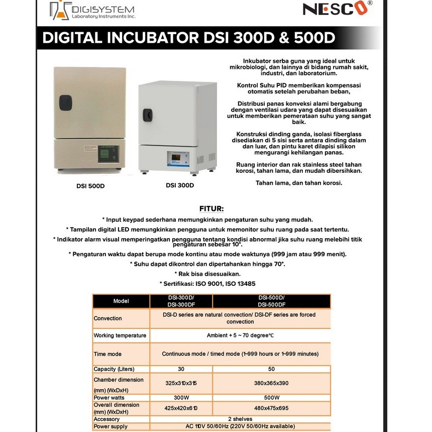 Jual Digital Incubator Laboratory 30 Liter NS-300D / Laboratorium NESCO ...